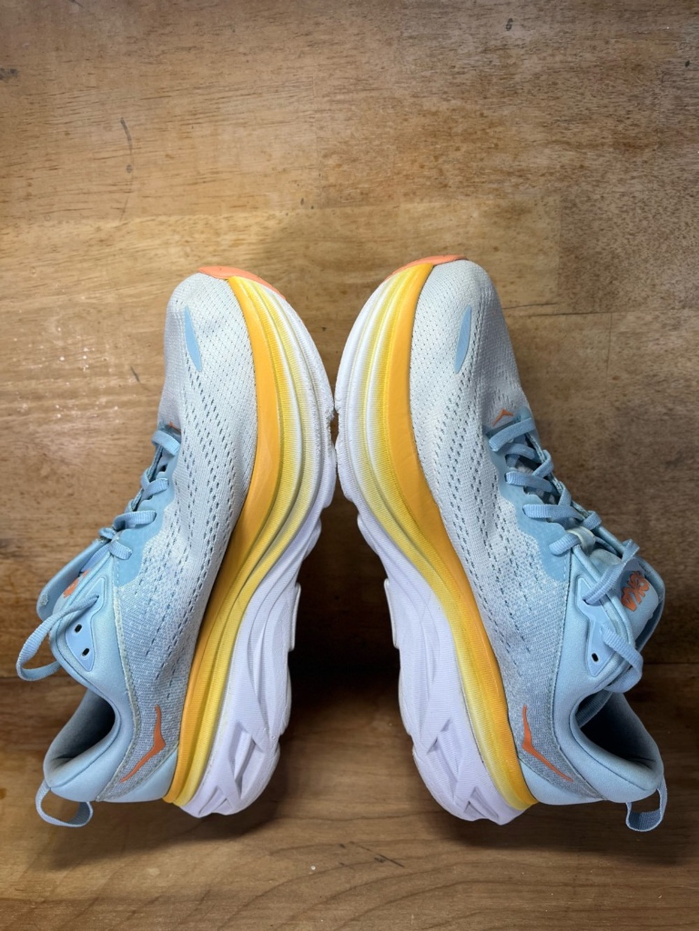 Hoka One One Bondi 8 Womens Size 9 Wide Running Shoes Sneakers Blue Yellow - Picture 6 of 14